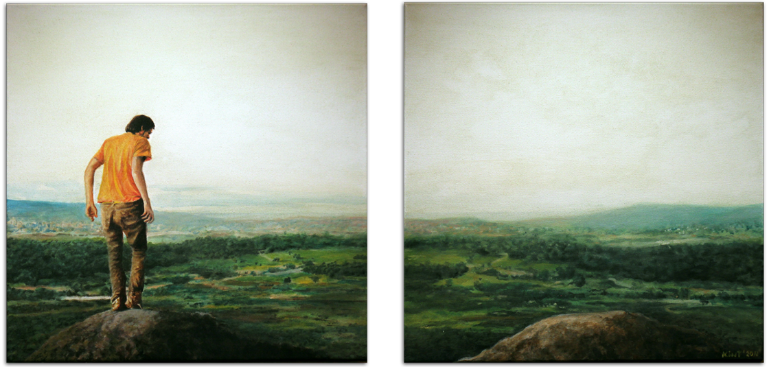 En la cima. 2011. Acrílico sobre dos lienzos. Alfonso Kint